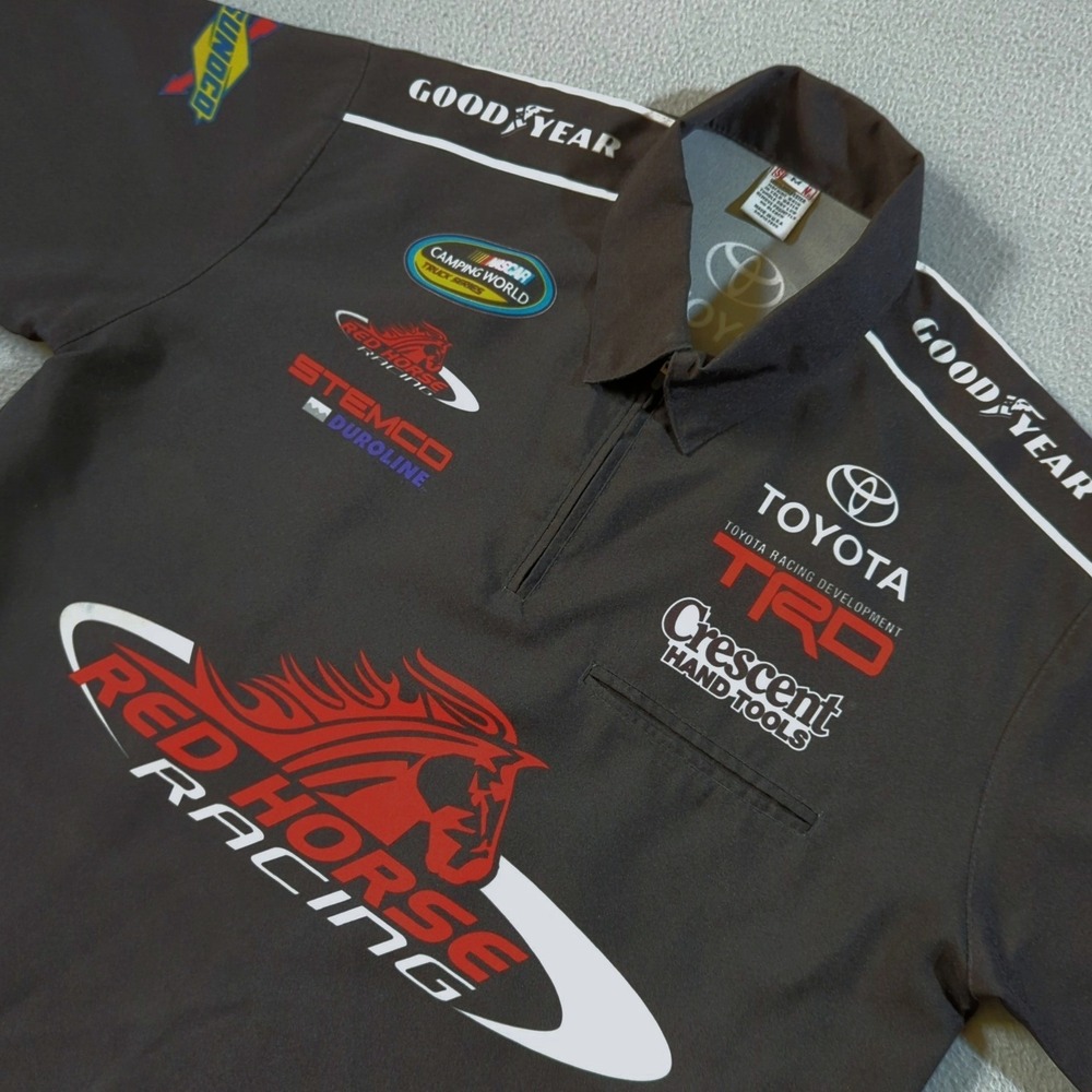 Simpson Red Horse Racing Shirt Mens M Black Toyota TRD NASCAR Pit Crew Zip